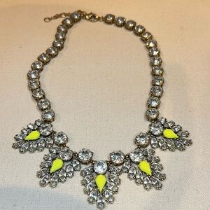 J. Crew Crystal and Neon Yellow Necklace